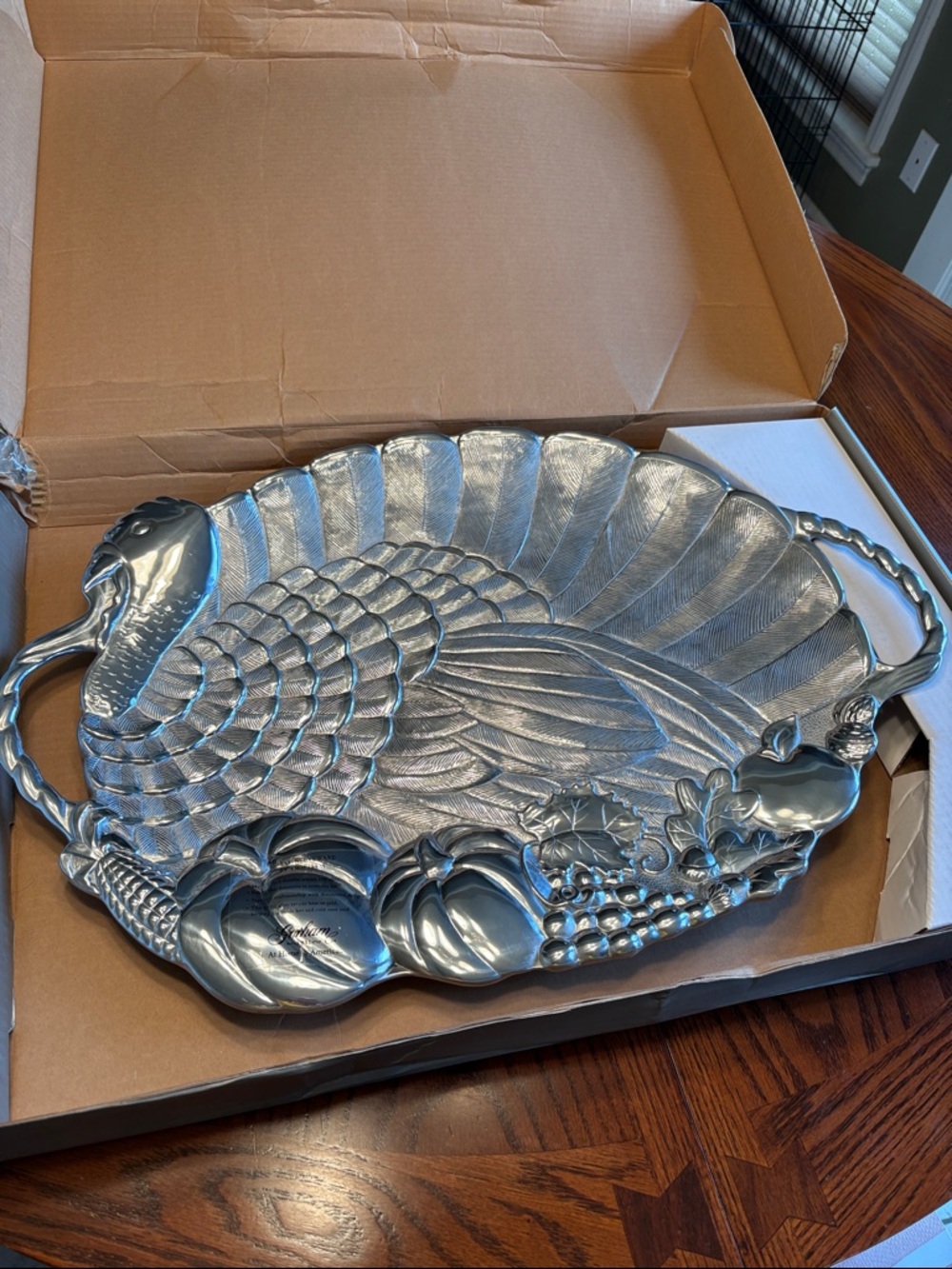 Gorham Silver-Tone Decorative Turkey Serving Platter